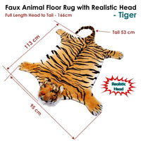 Thumbnail for Faux Animal Floor Rug with Realistic Head Wild Tiger