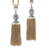Thumbnail for Elizabeth Pair of Curtain Tassel Rope Ties Latte/Silver