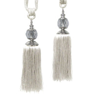 Thumbnail for Elizabeth Pair of Curtain Tassel Rope Ties Off White/Silver