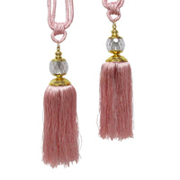 Thumbnail for Elizabeth Pair of Curtain Tassel Rope Ties Pink/Gold