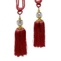 Thumbnail for Elizabeth Pair of Curtain Tassel Rope Ties Red/Gold