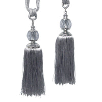 Thumbnail for Elizabeth Pair of Curtain Tassel Rope Ties Silver/Silver