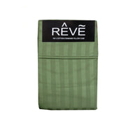 Thumbnail for Pair of Reve 100% Cotton Standard Pillowcases 48 x 74 cm Narrow Stripe Olive