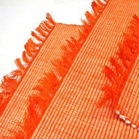 Thumbnail for Set of 4 Ribbed Cotton Placemats 33 x 48 cm Orange Fringe