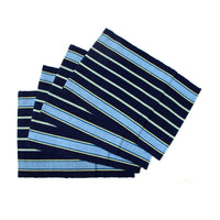 Thumbnail for Set of 4 Ribbed Cotton Placemats 33 x 48 cm Navy Stripes