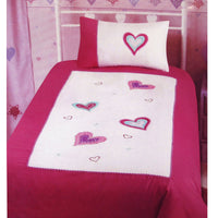 Thumbnail for Amia Hearts Embroidered Quilt Cover Set Single
