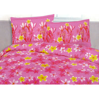 Thumbnail for 225TC Polyester Cotton Frangipani Jungle Pink Quilt Cover Set King