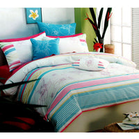 Thumbnail for 250TC Cotton Palila Yarn Dyed Aqua Quilt Cover Set Queen