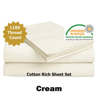 Thumbnail for Accessorize 1100TC Cotton Rich Sheet Set Cream Queen