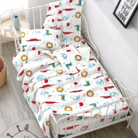 Thumbnail for Wild Life Lion Elephant Crocodile Baby 100% Cotton Printed Sheet Set Cot Size