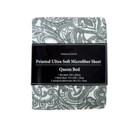 Thumbnail for Printed Microfiber Sheet Set Single Grey Paisley