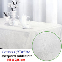Thumbnail for Leaves Off White Luxury Jacquard Tablecloth 145 x 225 cm
