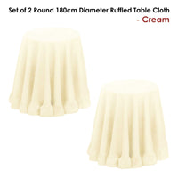 Thumbnail for Set of 2 Round 180cm Ruffled Table Cloth Cream
