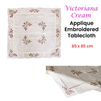 Thumbnail for Victoriana Cream Applique Embroidered Table Topper 85 x 85 cm