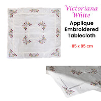 Thumbnail for Victoriana White Applique Embroidered Table Topper 85 x 85 cm