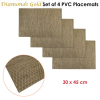 Thumbnail for Choice Set of 4 PVC Table Placemats Diamonds Gold