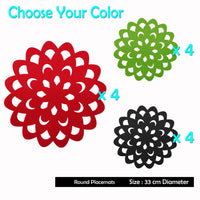 Thumbnail for Choice Set of 4 Felt Round Table Placemats Red