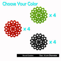 Thumbnail for Choice Set of 4 Felt Round Table Coasters Red