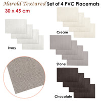 Thumbnail for Choice Set of 4 PVC Table Placemats Harold Ivory