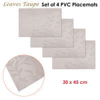 Thumbnail for Choice Set of 4 PVC Table Placemats Leaves Taupe