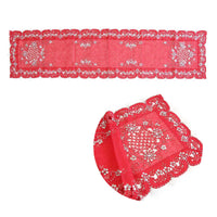 Thumbnail for Aurora Beaded Table Runner Diamonte Sequin 40 x 180 cm Red