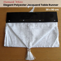 Thumbnail for Damask White Elegant Polyester Jacquard Table Runner 38 x 90 cm