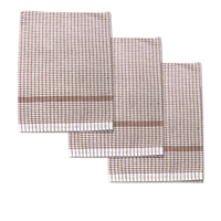 Thumbnail for Set of 3 Jumbo Cotton Checkered Tea Towels 60 x 90 cm Brown