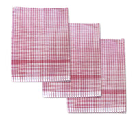 Thumbnail for Set of 3 Jumbo Cotton Checkered Tea Towels 60 x 90 cm Red