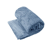 Thumbnail for Herringbone Coral Fleece Blanket Throw Rug 150x200 cm Blue