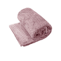 Thumbnail for Herringbone Coral Fleece Blanket Throw Rug 150x200 cm Dusty Pink