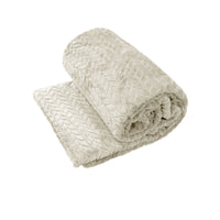 Thumbnail for Herringbone Coral Fleece Blanket Throw Rug 150x200 cm Oyester