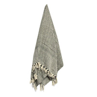 Thumbnail for Cotton Fringe Throw Rug Chevron Charcoal