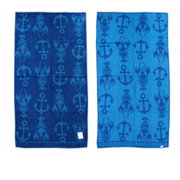 Thumbnail for Jacquard Velour Reversible Beach Towel Blue Lobster Anchor