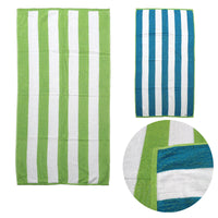 Thumbnail for Set of 2 Reversible Cabana Striped Towels Lime/Blue