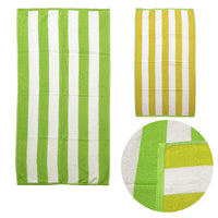 Thumbnail for Set of 2 Reversible Cabana Striped Towels Lime/Yellow