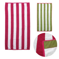 Thumbnail for Set of 2 Reversible Cabana Striped Towels Hot Pink/Lime