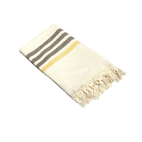 Thumbnail for Fringe Turkish Towel Wide Stripes Chocolate Yellow