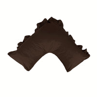 Thumbnail for 280TC Luxury Percale Ruffled V Pillowcase Chocolate