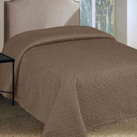 Thumbnail for Faux Silk Embroidered Coverlet Coffee QUEEN