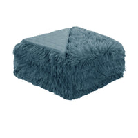 Thumbnail for Hotel Living Soft Shaggy Long Hair Blanket Queen Dusk Blue