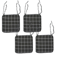 Thumbnail for Set of 4 Square Chair Pads with Ties Checkered Charcoal