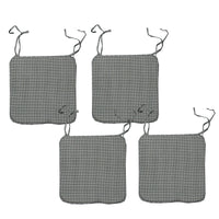 Thumbnail for Set of 4 Square Chair Pads with Ties Small Checkered Grey