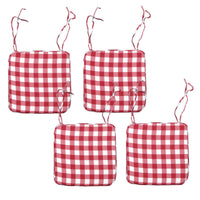 Thumbnail for Set of 4 Square Chair Pads with Ties Gingham Red