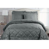 Thumbnail for Hotel Living Eli Jacquard Comforter Set Queen Charcoal
