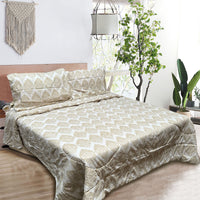 Thumbnail for Hotel Living 3 Pce Light Weight Comforter Set Queen/King Ultimo Light Gold