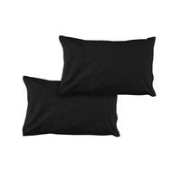 Thumbnail for Pair of Solid Colour Microfiber Standard Pillowcases 48x73cmx15cm (Flap) Black