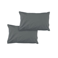 Thumbnail for Pair of Solid Colour Microfiber Standard Pillowcases 48x73cmx15cm (Flap) Charcoal