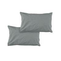 Thumbnail for Pair of Solid Colour Microfiber Standard Pillowcases 48x73cmx15cm (Flap) Grey