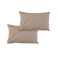 Thumbnail for Pair of Solid Colour Microfiber Standard Pillowcases 48x73cmx15cm (Flap) Mocha