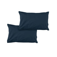 Thumbnail for Pair of Solid Colour Microfiber Standard Pillowcases 48x73cmx15cm (Flap) Navy